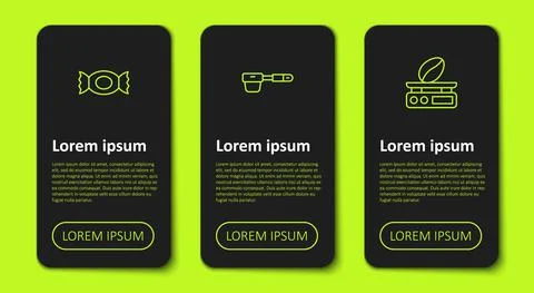 Set line Candy, Coffee filter holder and Electronic coffee scales. Business Stock Illustration