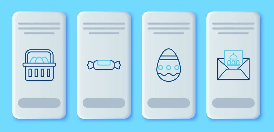 Set line Candy, Easter egg, Basket with easter eggs and Greeting card Happy.. イラスト素材