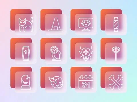 Set line Candy, Moon stars, Spider, Halloween date 31 october, Owl bird, Ha.. Stock Illustration