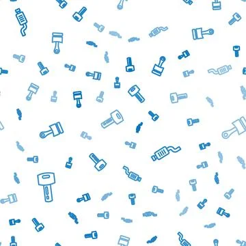 Set line Car key with remote, muffler and Engine piston on seamless pattern Illustrazione stock