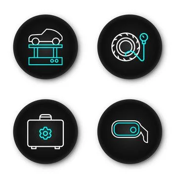 Set line Car rearview mirror, Toolbox, Tire pressure gauge and Repair car o.. 스톡 일러스트
