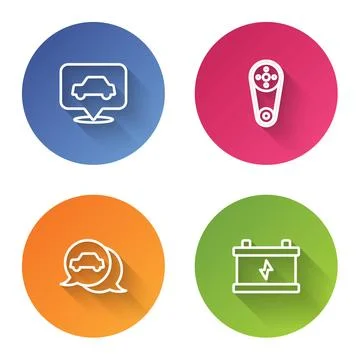 Set line Car service, Timing belt kit,  and battery. Color circle button. V.. Stock Illustration