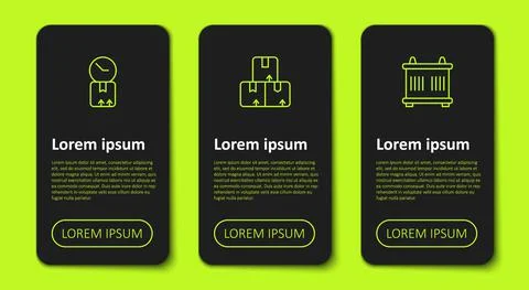 Set line Cardboard box with clock, Carton cardboard and Container. Business Illustrazione stock