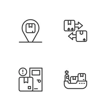 Set line Cargo ship with boxes delivery, Home services, Location cardboard and Stockillustratie