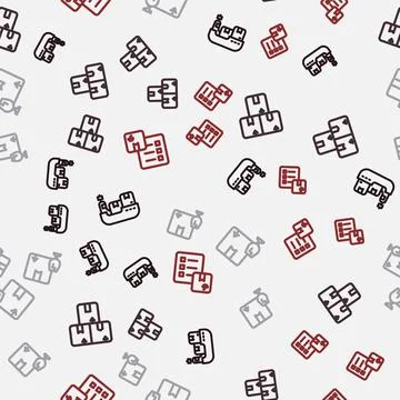 Set line Cargo ship with boxes delivery, Carton cardboard, Package fragile Illustration