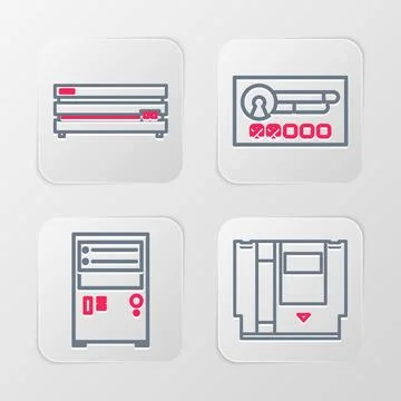 Set line Cartridge, Computer, Create account screen and Video game console .. 스톡 일러스트