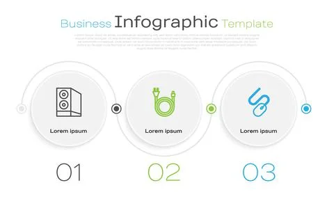 Set line Case of computer, Electric plug and Computer mouse. Business Illustrazione stock