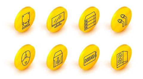 Set line Case of computer, Hard disk drive HDD, Uninterruptible power suppl.. イラスト素材