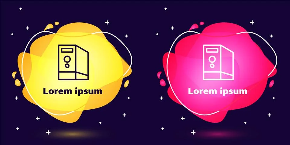 Set line Case of computer icon isolated on blue background. Computer server Illustrazione stock