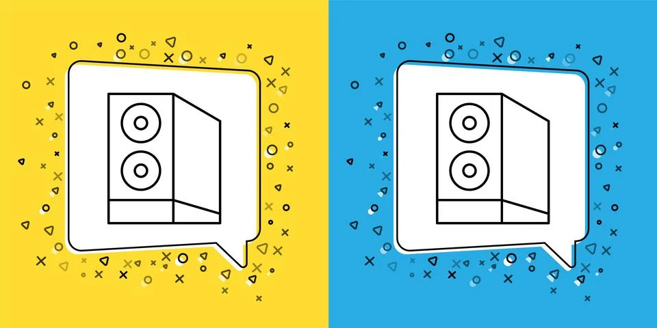 Set line Case of computer icon isolated on yellow and blue background. Computer Stock Illustration