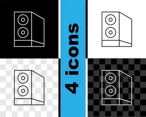 Set line Case of computer icon isolated on black and white, transparent Illustrazione stock