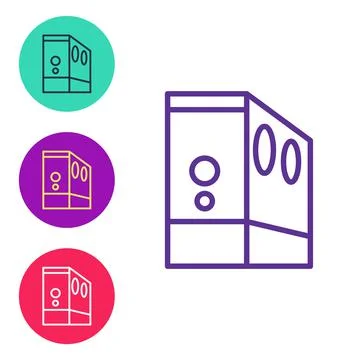 Set line Case of computer icon isolated on white background. Computer server 스톡 일러스트