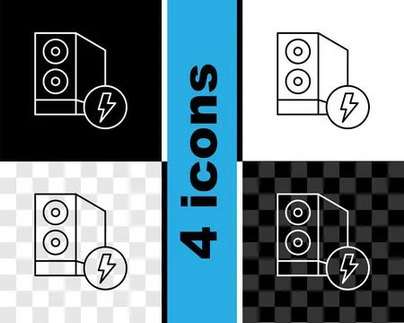 Set line Case of computer icon isolated on black and white, transparent Illustrazione stock