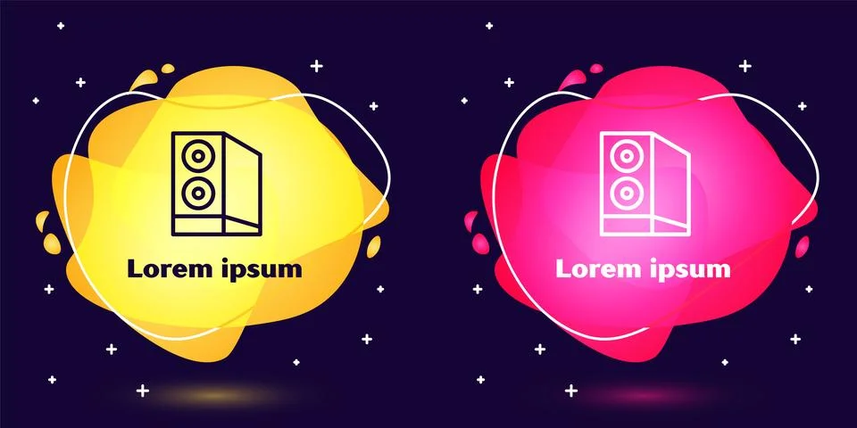 Set line Case of computer icon isolated on blue background. Computer server Illustrazione stock