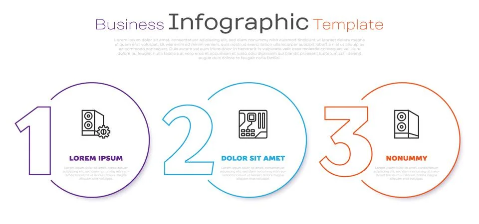 Set line Case of computer, Motherboard digital chip and . Business infograp.. 스톡 일러스트
