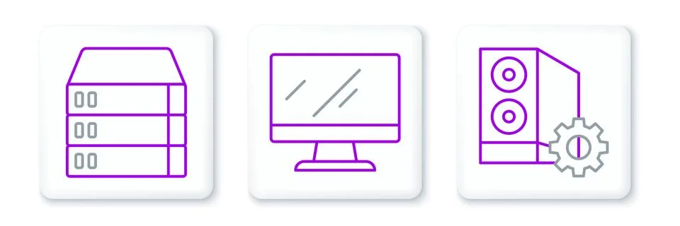 Set line Case of computer, Server, Data, Web Hosting and Computer monitor s.. イラスト素材
