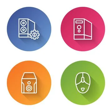Set line Case of computer, , Uninterruptible power supply and Computer mouse Stock Illustration