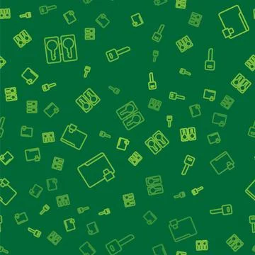 Set line Casting keys, Folder and lock and Key on seamless pattern. Vector Illustrazione stock