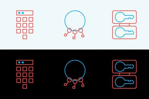 Set line Casting keys, Password protection and Bunch of icon. Vector Stock Illustration