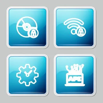 Set line CD or DVD disk with lock, Wifi locked, Time Management and Computer api Stock Illustration