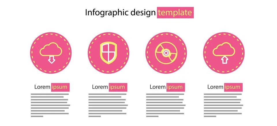 Set line CD or DVD disk, Cloud upload, Shield and download icon. Vector Illustrazione stock