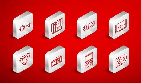 Set line CD or DVD disk in box, Cartridge, Video game console, Chest for, R.. イラスト素材