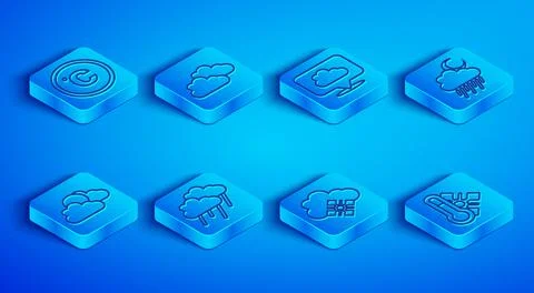 Set line Celsius, Cloud, Location cloud, with rain, snow, and moon, Sun weath Stock Illustration