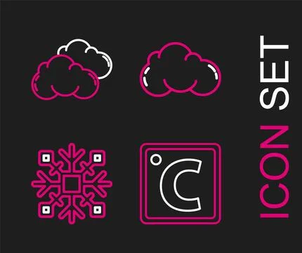 Set line Celsius, Snowflake, Cloud and  icon. Vector 스톡 일러스트
