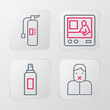 Set line Censor and freedom of speech, Paint spray can, Television report and 스톡 일러스트