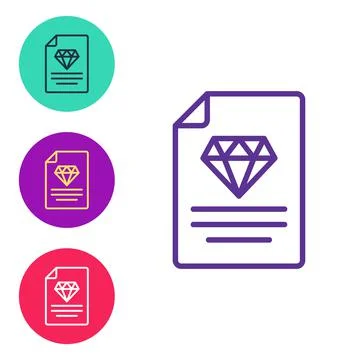 Set line Certificate of the diamond icon isolated on white background. Set icons イラスト素材