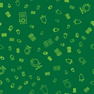 Set line Certificate template, Earth globe and Ringing bell on seamless pattern イラスト素材