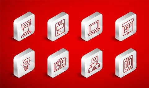 Set line Certificate template, Exam paper with incorrect answers, Laptop Illustrazione stock