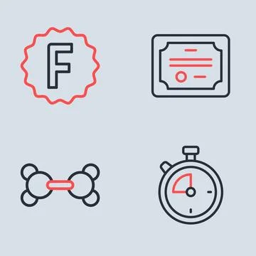 Set line Certificate template Molecule Stopwatch and Exam paper with incorrec 스톡 일러스트