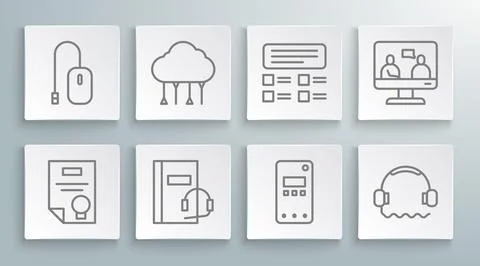 Set line Certificate template, Network cloud connection, Audio book, Mobile.. Stockillustratie