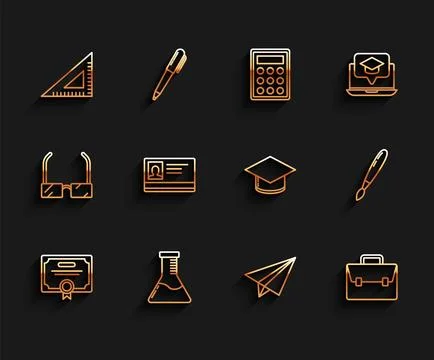 Set line Certificate template, Test tube and flask chemical laboratory イラスト素材