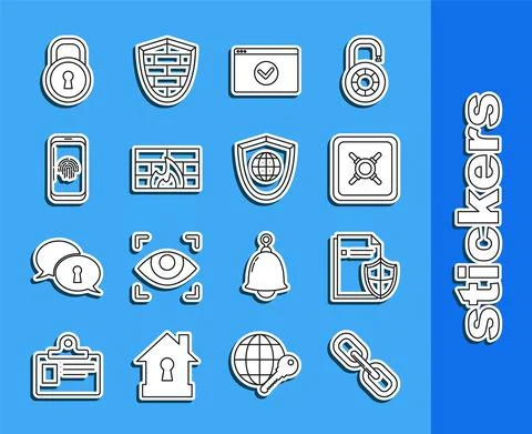 Set line Chain link, Document protection concept, Safe, Secure your site with Stockillustratie