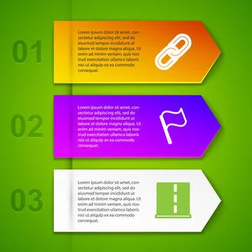 Set line Chain link, Flag, Server, Data, Web Hosting and Toilet bowl. Business Stock Illustration