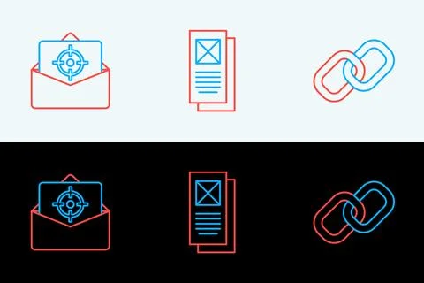 Set line Chain link, Mail and e-mail and Browser window icon. Vector 스톡 일러스트