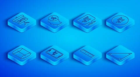 Set line Chalkboard, Function mathematical symbol, Square root of x glyph, Ruler Stock Illustration