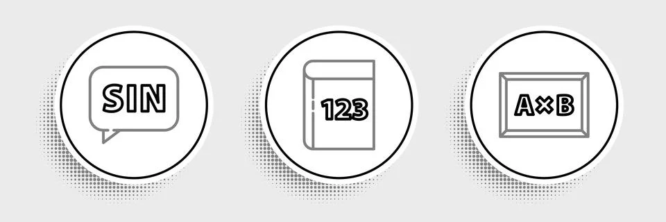 Set line Chalkboard, Mathematics function sine and Book with word mathematics 스톡 일러스트