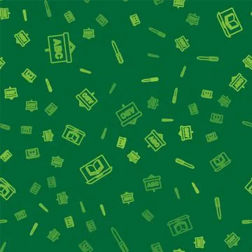 Set line Chalkboard, Online class and Pen on seamless pattern. Vector Stock Illustration
