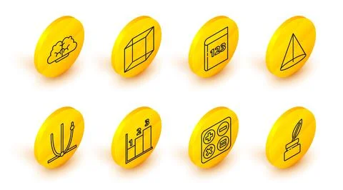 Set line Chalkboard, Square root, Graph, schedule, chart, diagram, Ringing .. Stock Illustration