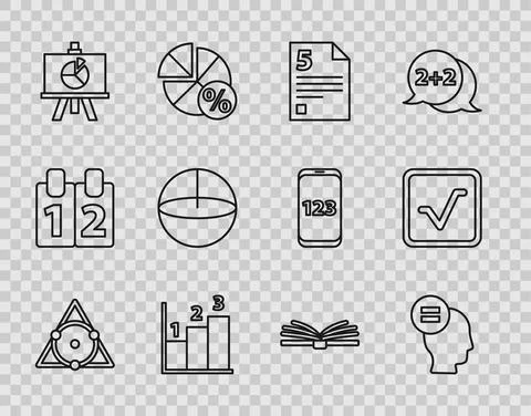 Set line Chalkboard, Test or exam sheet, Infinity, Graph, schedule, chart Stock Illustration