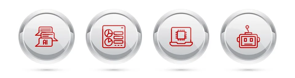 Set line Chat bot, Computer api interface, Processor CPU and Artificial Stock Illustration