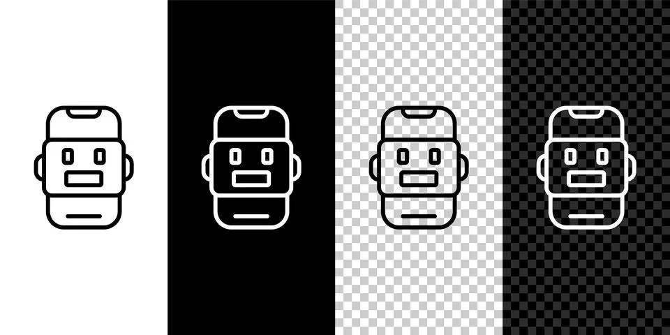 Set line Chat bot icon isolated on black and white, transparent background. C Stock Illustration