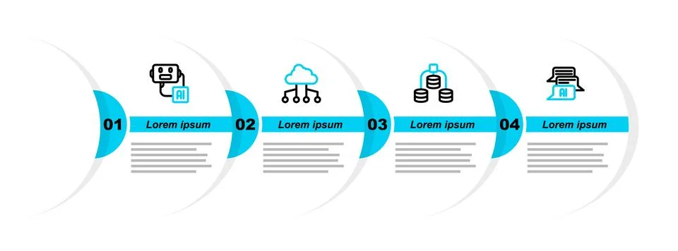 Set line Chat bot, Server, Data, Network cloud connection and Artificial Stock Illustration