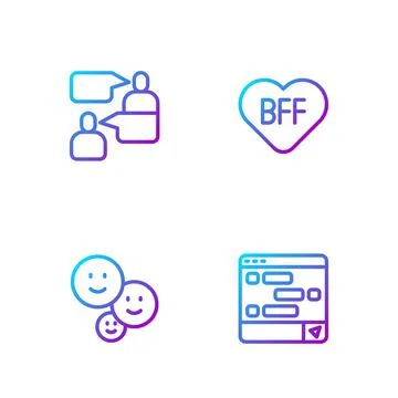 Set line Chat messages on laptop, Happy friendship day, Two sitting men talking イラスト素材