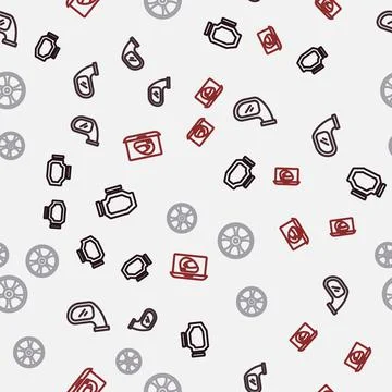 Set line Check engine, Car mirror, Alloy wheel for car and Racing helmet on Illustrazione stock