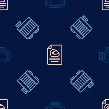 Set line Check engine, Car radiator cooling system and Racing helmet on seamless Stock Illustration