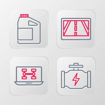 Set line Check engine, Diagnostics condition of car, Gps device with map and Stockillustratie